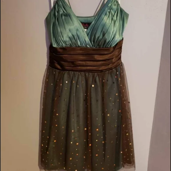 Blondie Nites Dresses | Blondie Nites By Stacy Sklar, Size 11, Teal And Brown Dress | Color: Brown/Green | Size: 11j | Magrabowy9690's Closet